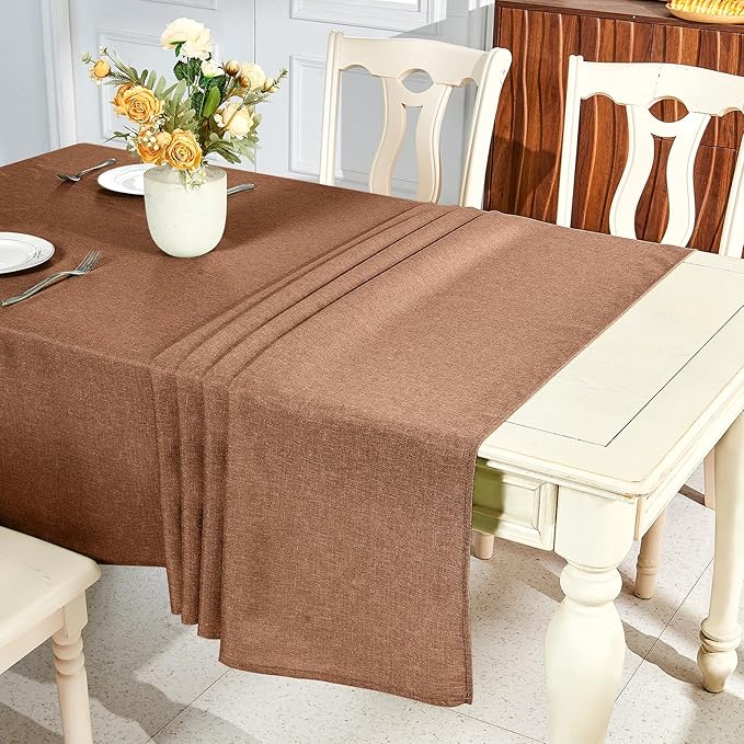 IVAPUPU Textured Linen Table Cloth for Rectangle Table - Coffee Tablecloths Rectangular Waterproof Wrinkle Free Wipeable Dining Table Cover for Spring Wedding Birthday Kitchen Decor, 60 x 84 Inch