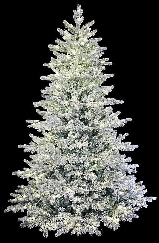 6 Foot Pre-lit Snow Angel Blue Spruce Flocked Artificial Christmas Tree (6ft Pre-lit)