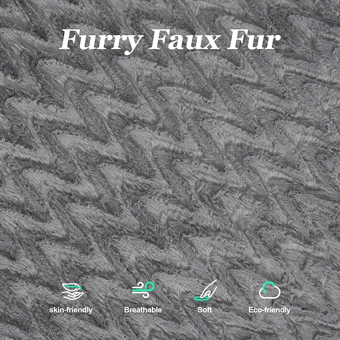 Hobestluk 3 in 1 Bean Bag Chair Giant Bean Bag Chairs for Adults with Chevron Plush Fur Cover Convertible Bean Bag Floor Cushion with Machine Washable Cover for Living Room (Chevron Plush Grey)