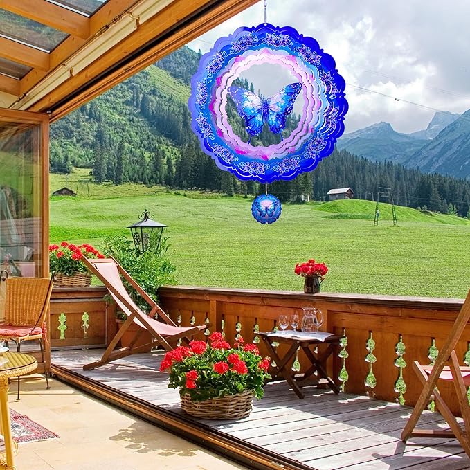 Butterfly Wind Spinners Outdoor,12 Inch Butterfly Gifts for Women Mom Grandma Wife,3D Butterflies Decorations Wind Spinners for Garden Yard Proch
