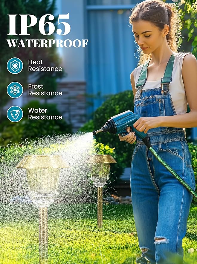 Solar Lights Outdoor Waterproof,4 Pack Gold Pathway Lights with 10-40 LM Dimmable Glass and Metal, Solar Powered Garden Decor for Yard,Patio,Pathway,Driveway Fall Decoration(Warm White)