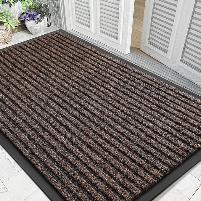 Yimobra Front Door Mat Outdoor Indoor Entrance, 100% Waterproof All-Season All Weather Doormat, Welcome Matt Outside Entry, Non Slip, Low Profile, Heavy Duty Patio Porch Floor Mats,47 x 32