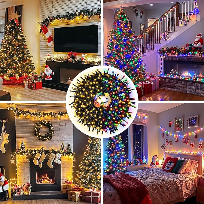 JMEXSUSS Color Changing Christmas Lights, 66ft 200 LED Warm White & Multicolor String Lights Outdoor Waterproof with Remote, Connectable Christmas Tree Lights Plug in for Indoor Xmas Decor