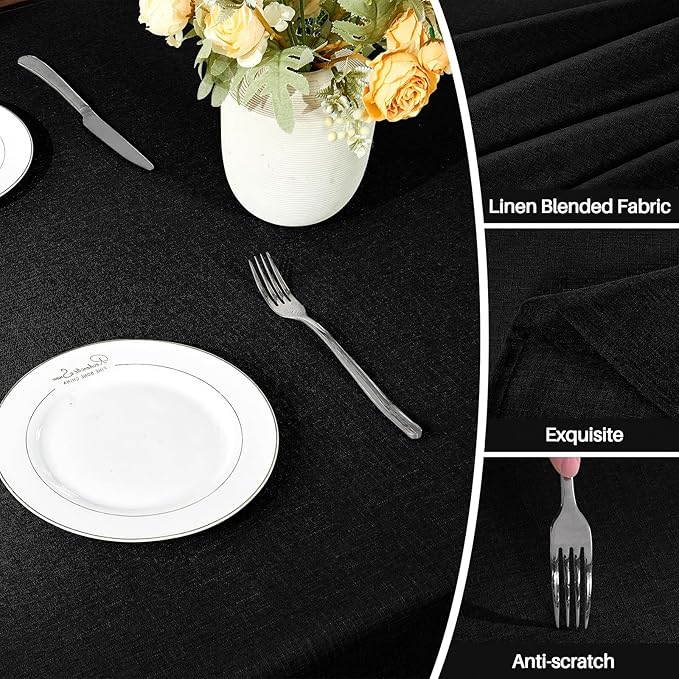IVAPUPU Textured Linen Table Cloth for Rectangle Table - Waterproof Fabric Tablecloth Rectangular Wrinkle Free Wipeable Dining Cover for Wedding/Birthday/Party Decor, 60 x 84 Inch