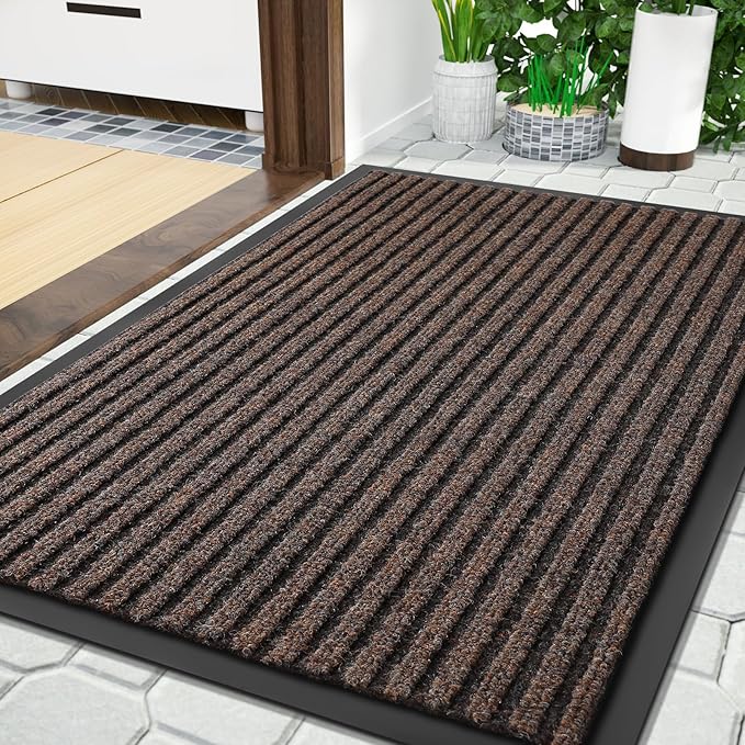 Yimobra Front Door Mat Outdoor Indoor Entrance, 100% Waterproof All-Season All Weather Doormat, Welcome Matt Outside Entry, Non Slip, Low Profile, Heavy Duty Patio Porch Floor Mats,36 x 24