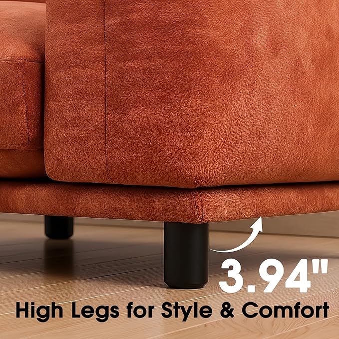 Modern Minimalist Chenille Modular Sectional Sofa, Oversized Couch and Loveseat Set with Thick Cushions, Upholstered Sofa for Small Spaces, Living Room, Bedroom, Office, Apartment(Orange,75" Loveseat)