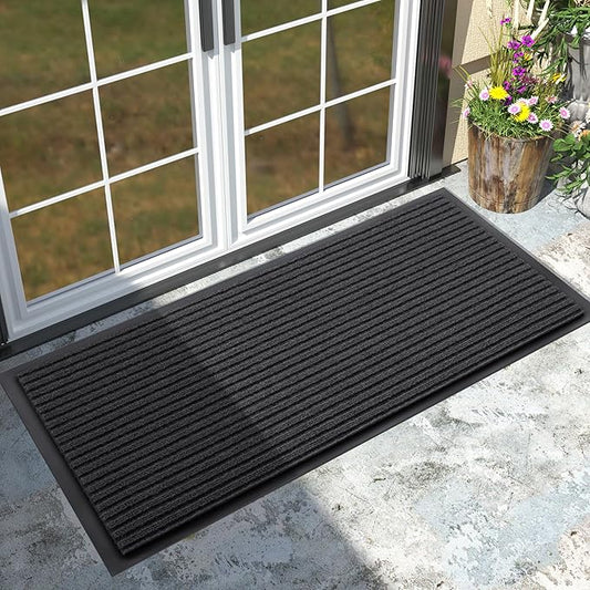 Yimobra Front Door Mat Outdoor Indoor Entrance, 100% Waterproof All-Season All Weather Doormat, Welcome Matt Outside Entry, Non Slip, Low Profile, Heavy Duty Patio Porch Floor Mats,47 x 24,Grey