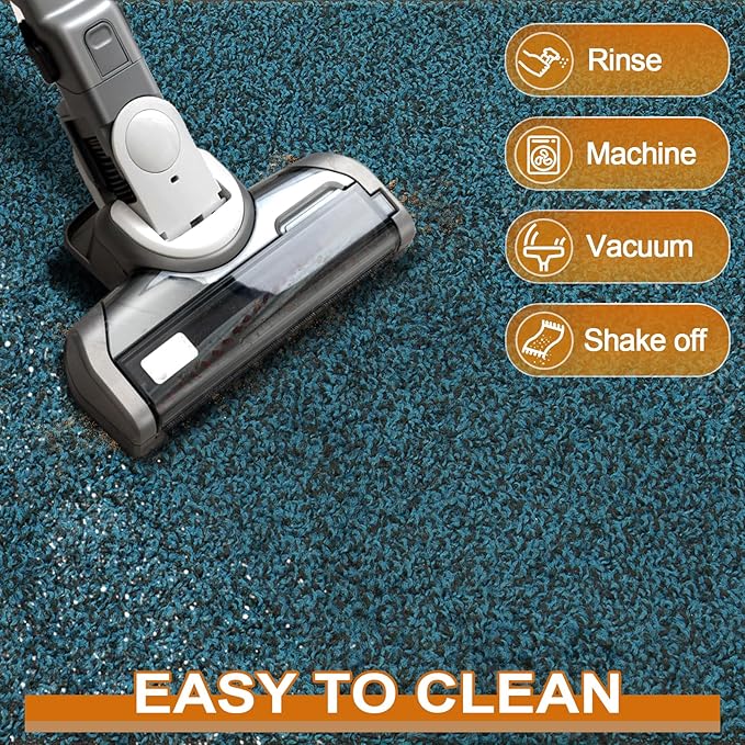 Mibao Front Door Mat, Dirt Trapper Welcome Mat for Outdoor Indoor, Non-Slip Waterproof Doormat, Durable Machine Washable Low Profile Entry Rug for Back Door Outside Patio Porch, 72" x 24", Blue