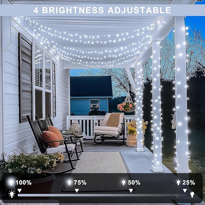 JMEXSUSS 168FT 600 LED White String Lights Outdoor Waterproof with Remote Indoor Christmas String Lights Cool White Christmas Tree Lights Plug in for Room Wedding Holiday Christmas Decorations