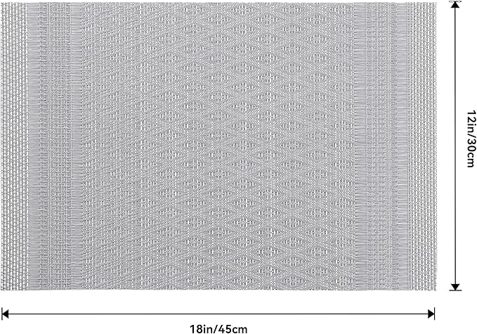 Leetaltree Lunar Grey Placemats Set of 6 - Heat Resistant Non-Slip Place mats for Dining Table, Washable Durable PVC Vinyl Woven Table Mats（Lunar Grey, 6）