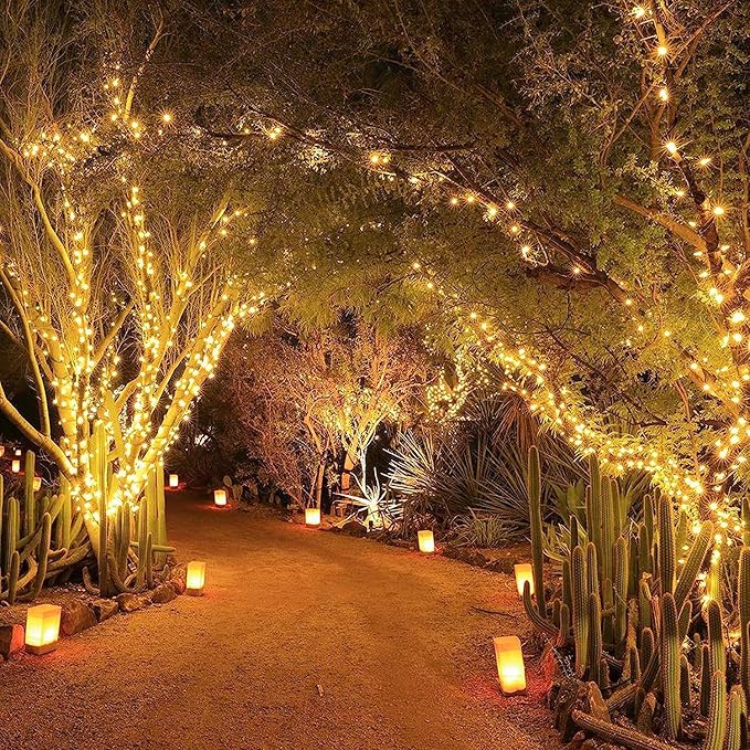 Joomer Solar Christmas Lights Outdoor, 2 Pack Total 144FT 400 LED 8 Modes Waterproof Solar Christmas Lights for Christmas Decoration (Warm White)