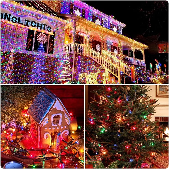 XTF2015 Christmas String Lights 170FT 500 LED, End-to-End Plug 8 Modes Memory Function with Timer - UL Certified - Outdoor Indoor Fairy Christmas Lights for Tree, Patio, Garden, Holiday (Multicolor)
