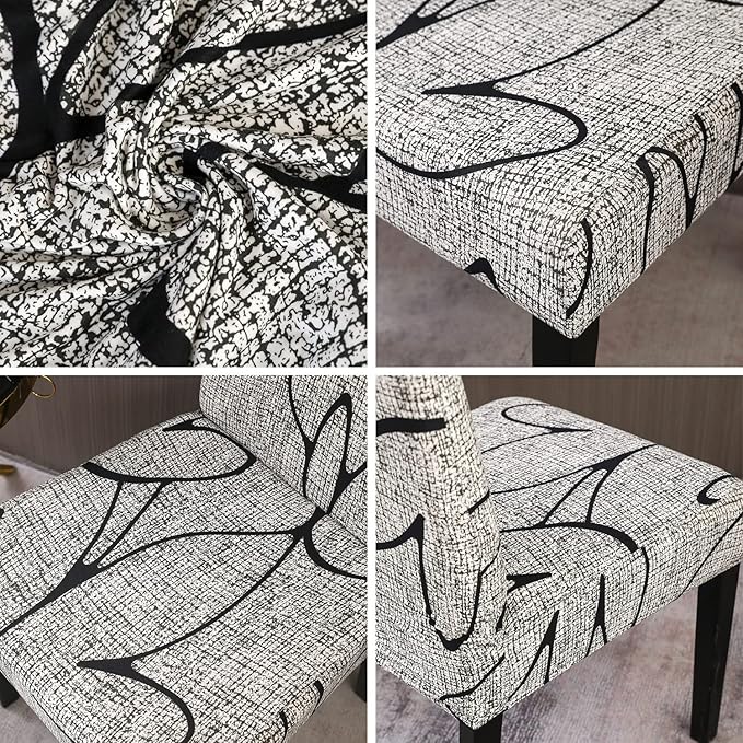 JQinHome Pattern Chair Covers for Dining Room Set of 2, High Stretch Removable Washable Parsons Chair Slipcover for Home Party Hotel Wedding Ceremony (2PCS, Lotus Gray)