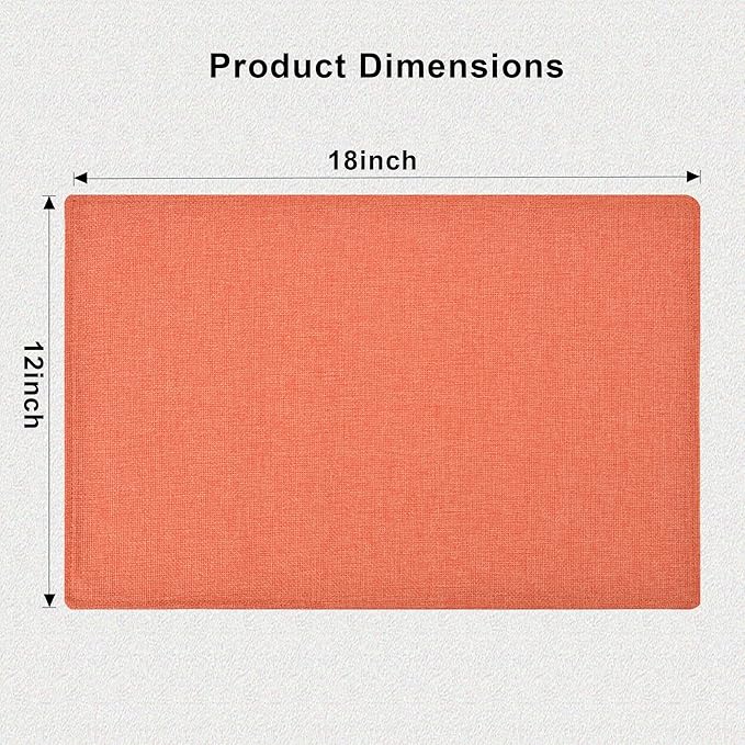 Thanksgiving Orange Cloth Placemats Set of 4 - Easy to Clean Linen Style Fabric Table Placemats -Machine Washable & Heat Resistant Non-Slip Table Mats for Holiday Dining (4, Orange)