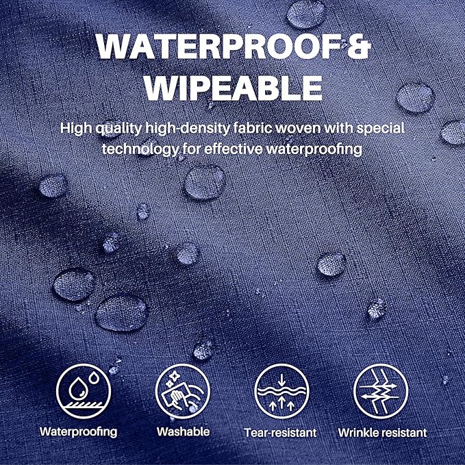 IVAPUPU Textured Linen Table Cloth for Rectangle Table - Navy Blue Tablecloths Rectangular Waterproof Wrinkle Free Wipeable Dining Table Cover for Spring Wedding Birthday Kitchen Decor, 60 x 84 Inch