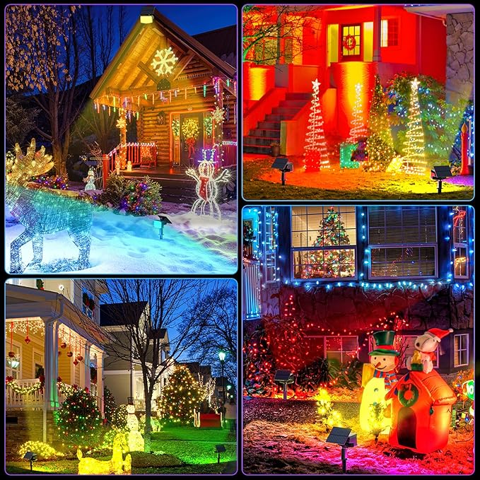 WELALO Solar Color Changing Spot Lights Outdoor, Waterproof Solar Christmas Lights with 9 Modes, Multicolor RGB Landscape Spotlights for Garden Yard Driveway Lawn Patio Pathway Decorations, 2 Pack