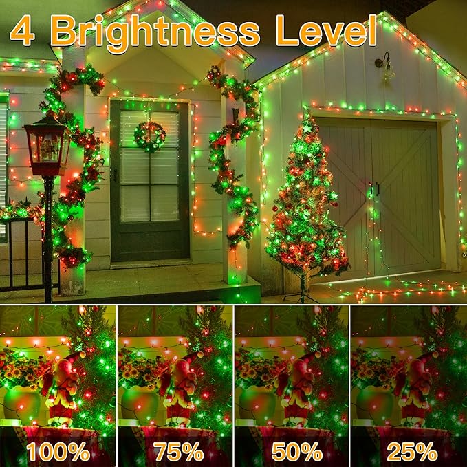 Ollny Christmas Lights, 1000LED 328FT Long Christmas Tree Lights with 8 Modes Remote Timer IP44 Waterproof, Outdoor String Lights for Tree House Yard Outside Xmas Decorations (Red+Green)