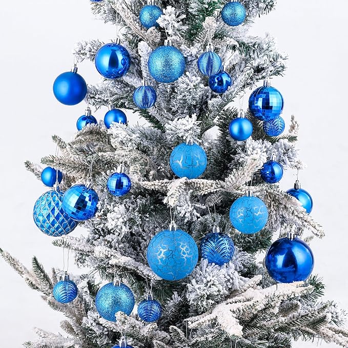 LANGXUN 36pcs Blue Christmas Tree Decorations Balls, Bolas De Navidad, 2025 Christmas Decor, Indoor Outdoor Shatterproof Christmas Ornaments, Xmars Party Wedding Suppiles