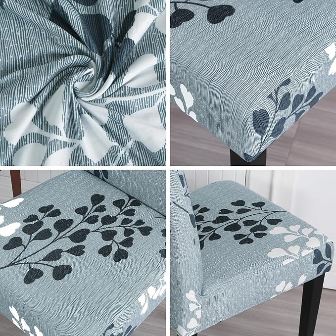 JQinHome Pattern Chair Covers for Dining Room Set of 6, High Stretch Removable Washable Parsons Chair Slipcover for Home Party Hotel Wedding Ceremony (Flower,6PCS)