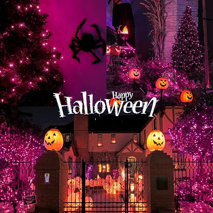 Hopolon Halloween Purple String Lights, 2PACK 50 Mini Fairy Lights Set, Green Wire 13Ft Traditional Halloween Holiday Décor for Home, Christmas Tree, Bedroom, Patio, Wedding (2pcs Purple)