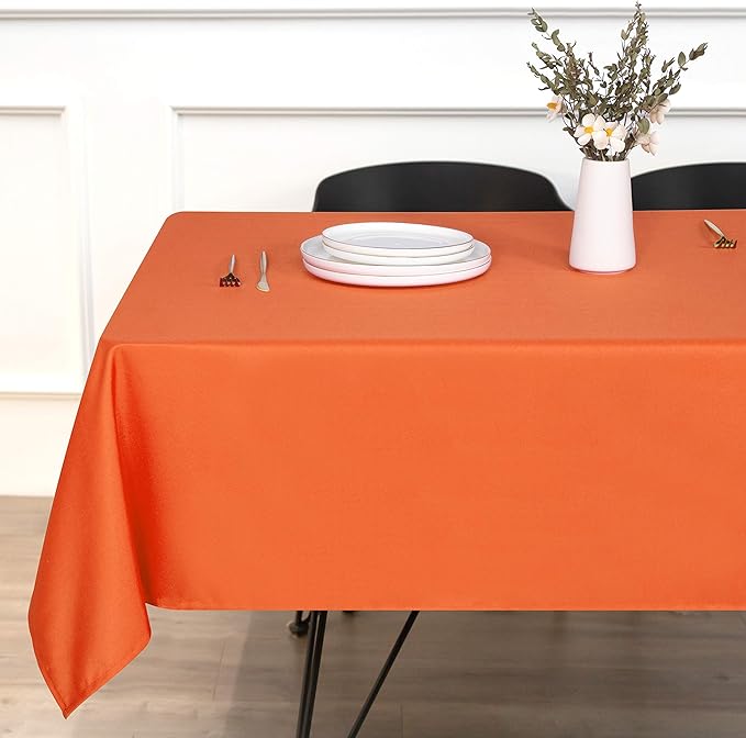 sancua Square Tablecloth - 54 x 54 Inch - Stain and Wrinkle Resistant Washable Polyester Table Cloth, Decorative Fabric Table Cover for Dining Tables, Buffet Parties and Camping, Orange