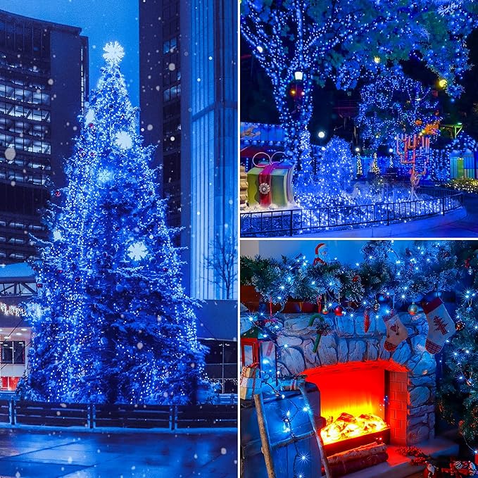 woohaha Christmas Lights Indoor Outdoor,2PACK 13FT 50-Count Lights Incandescent Mini Halloween String Light,120V UL Certified Green Wire Light for Xmas Tree,Patio,Holiday,Party,Home,Garden Decor,Blue