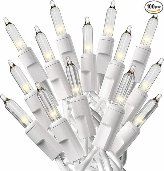 PREXTEX 200 Count Clear Christmas Lights - 40 ft Warm White Xmas Lights String Bulbs with White Wire for Indoor and Outdoor Holiday Decor, Trees and More