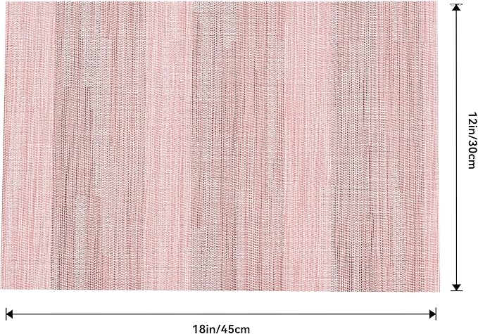 Leetaltree Misty Rose Placemats Set of 12 - Heat Resistant Non-Slip Place mats for Dining Table, Washable Durable PVC Vinyl Woven Table Mats（Misty Rose, 12）