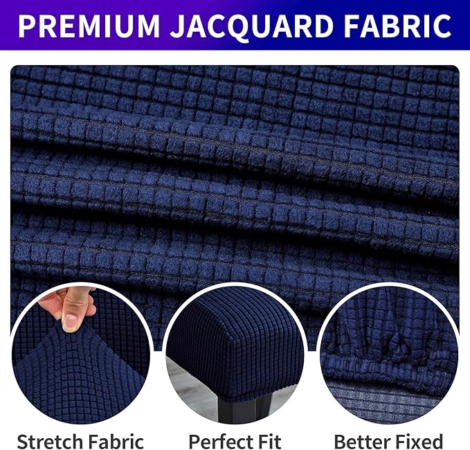 Howhic Stretch Chair Covers for Dining Room Set of 6, Removable Washable Dining Room Chair Covers, Dining Chair Slipcovers Seat Protector, Great Home Decor and Banquet Upholstery (Navy, 6 Pack)