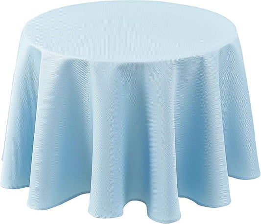 Biscaynebay Textured Fabric Round Tablecloths 70", Light Blue Water Resistant Table Cloth Circle Folding Table Covers for Dining, Kitchen, Wedding, Parties etc. Machine Washable