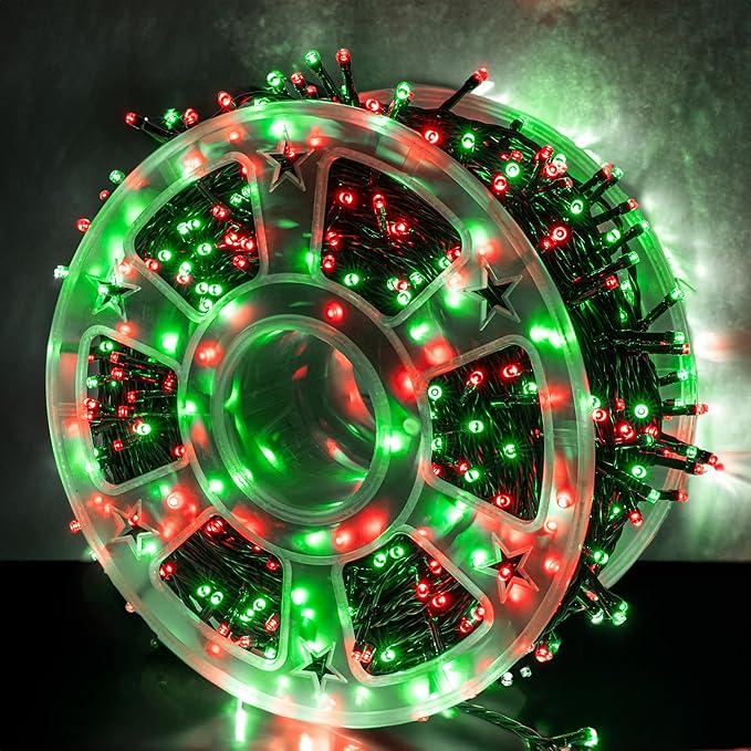 Dazzle Bright Outdoor Christmas String Lights, 1000 LED 328 FT Plug in Fairy Light with Remote Control 8 Modes & Timer, Waterproof Decoration for Home Garden Yard Xmas Wedding, Red & Green