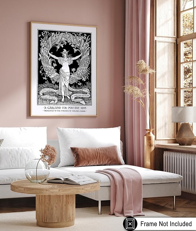 Poster Master Vintage Walter Crane Poster - Retro A Garland for May Day Print - Socialist Art - Gift for Him, Her, Men, Women - Wall Decor for Home, Office, Living Room - 11x14 UNFRAMED Wall Art