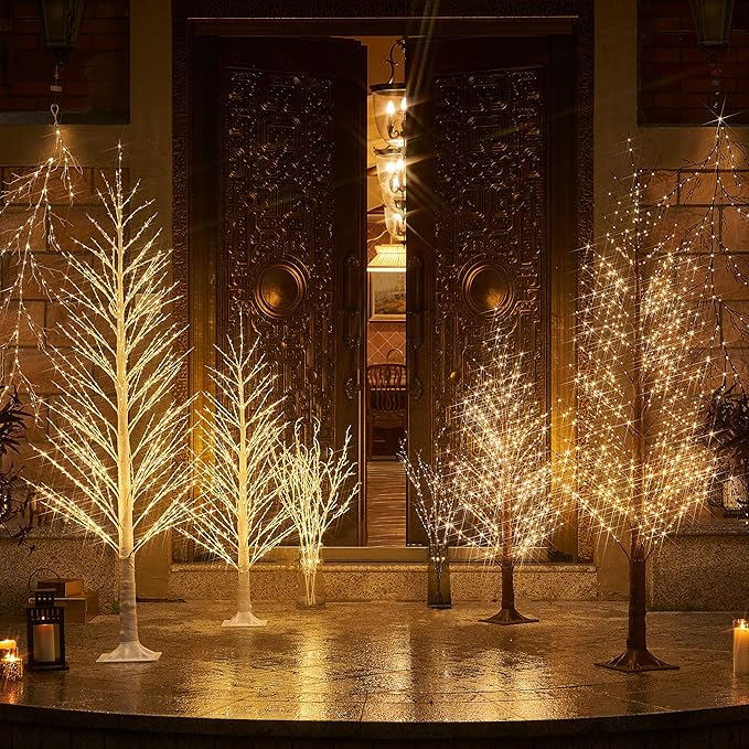 Fudios Lighted White Tree Willow 4FT 450 LED Fairy Lights, Christmas Artificial Tree Lights Plug in for Indoor Outdoor Holiday Decoration