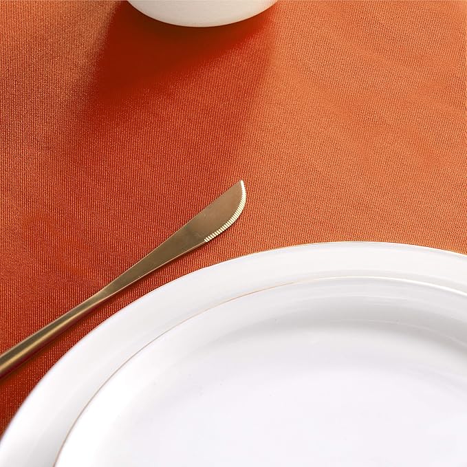 sancua Rectangle Tablecloth - 60 x 102 Inch - Stain and Wrinkle Resistant Washable Polyester Table Cloth, Decorative Fabric Table Cover for Dining Tables, Buffet Parties and Camping, Orange